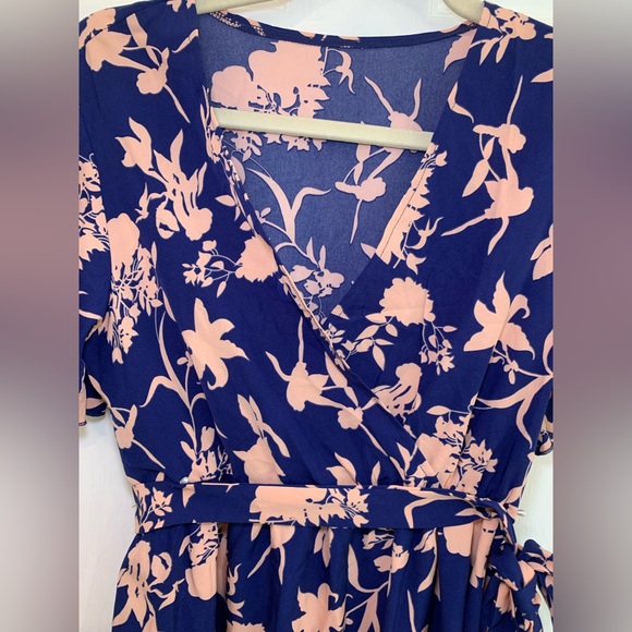 Navy and Pink Floral Maxi Dress - Picture 3 of 9